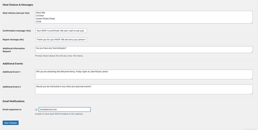 WordPress RSVP System